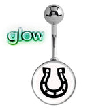 GLOW in the Dark Lucky Horseshoe Bar - Basic Curved Barbell. Navel Rings Australia.