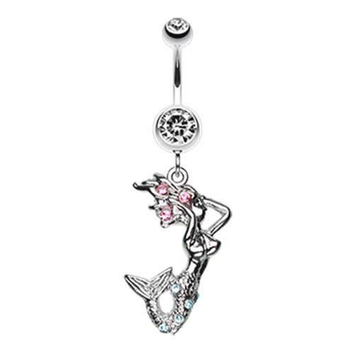 Ocean Goddess Mermaid Navel Ring - Dangling Belly Ring. Navel Rings Australia.