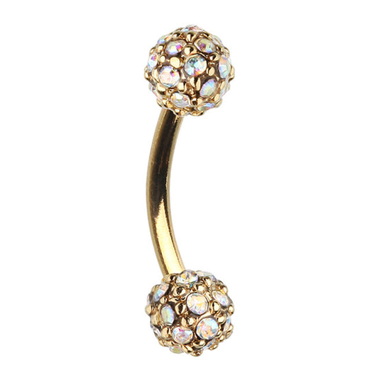 16g Petite Aurora Motley™ Navel Ring with Gold Plating - Reverse Top Down Belly Ring. Navel Rings Australia.