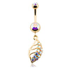 Maile Leaf Belly Ring with Yellow Gold Plating