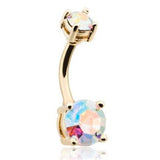 Golden Heritage Aurora Gem Belly bar - Fixed (non-dangle) Belly Bar. Navel Rings Australia.