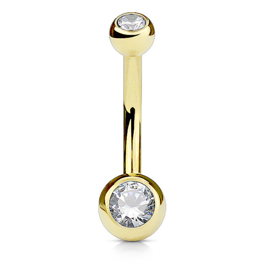 Petite Ball Classique Belly Bar with Gold Plating - Basic Curved Barbell. Navel Rings Australia.
