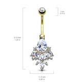 Razzle Dazzle Belly Ring in 14K White Gold - Fixed (non-dangle) Belly Bar. Navel Rings Australia.