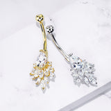 Razzle Dazzle Belly Ring in 14K White Gold - Fixed (non-dangle) Belly Bar. Navel Rings Australia.