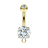 Prong Set Gem Charm Slave Belly Ring with Gold Plating