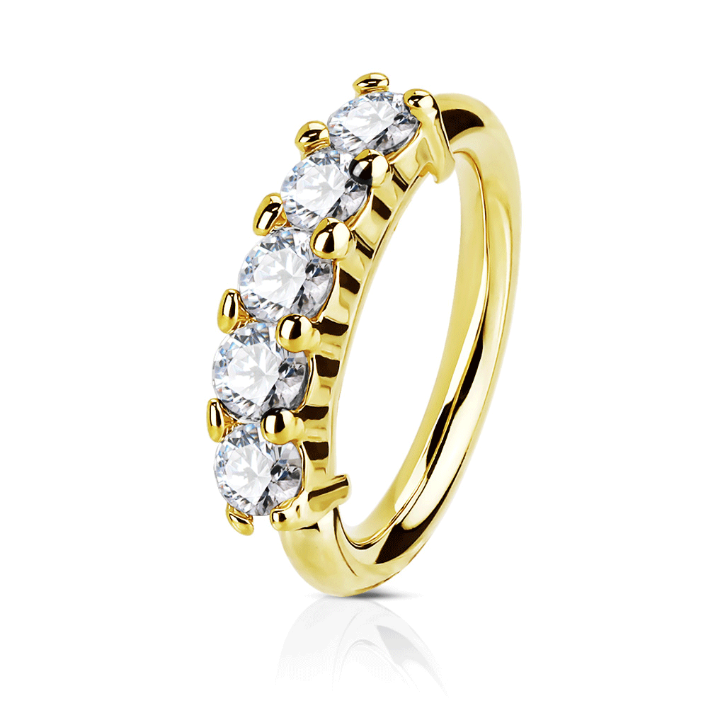 Crystal Cluster Clicker Body Jewellery in 14K Yellow Gold