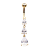 Crystal Tears Belly Button Ring with Gold Plating