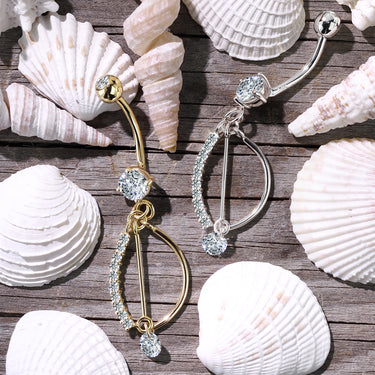 Marina Teardrop Belly Ring in 14K White Gold - Dangling Belly Ring. Navel Rings Australia.