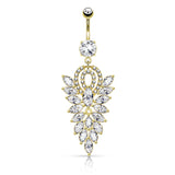 Glitz Blitz Belly Dangle with Gold Plating - Dangling Belly Ring. Navel Rings Australia.