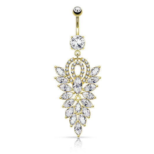 Glitz Blitz Belly Dangle with Gold Plating - Dangling Belly Ring. Navel Rings Australia.