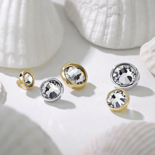 Internally Threaded Flat Crystal Gem Replacement Ball in 14k Yellow Gold