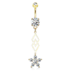 Geo Drop Floral Belly Ring with Gold Plating