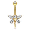 Marquise Dragonfly Belly Bar in 14K Gold