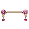 Autumn's Fuchsia Gem Nipple Barbell with Gold Plating