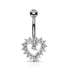 Heart of Gold Belly Bar in  in 14K White Gold