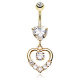 Lovers Agenda Belly Ring in Gold - Dangling Belly Ring. Navel Rings Australia.