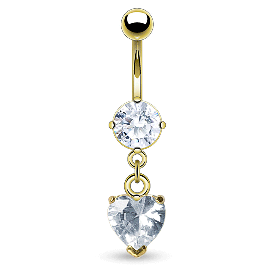 Valentino Heart Navel Ring with Gold Plating