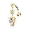 Diaphanous Love Reverse Belly Bar with Gold Plating