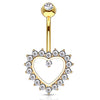 Taji Paved Heart Belly Ring in 14K Gold