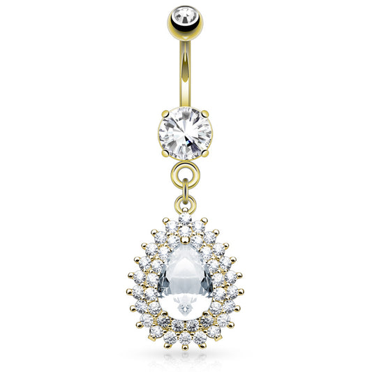 Astrid Gold Belly Dangle with Gold Plating - Dangling Belly Ring. Navel Rings Australia.