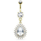 Astrid Gold Belly Dangle with Gold Plating - Dangling Belly Ring. Navel Rings Australia.