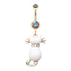 Audacious White Kitty Belly Ring in Gold