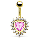 Love Fandango Navel Bar with Gold Plating - Fixed (non-dangle) Belly Bar. Navel Rings Australia.