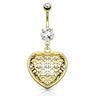 Jewel of Seduction Heart Dangly with Gold Plating - Dangling Belly Ring. Navel Rings Australia.