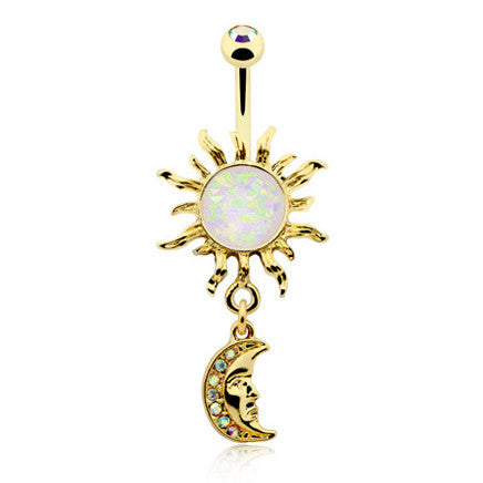 Hatha Goddess Opal Belly Dangle - Dangling Belly Ring. Navel Rings Australia.