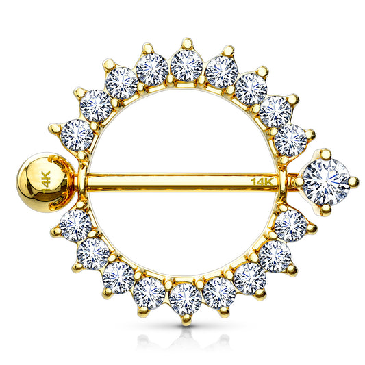 Sunburst Nipple Ring in 14K Yellow Gold - Nipple Ring. Navel Rings Australia.