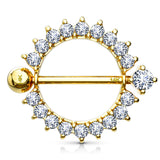 Sunburst Nipple Ring in 14K Yellow Gold - Nipple Ring. Navel Rings Australia.