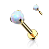 Mystic Opal Internally Threaded Earring with Gold Plating. Tragus and Cartilage Jewellery.