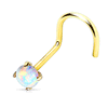 Opal Corkscrew Nose Ring in 14K Yellow Gold