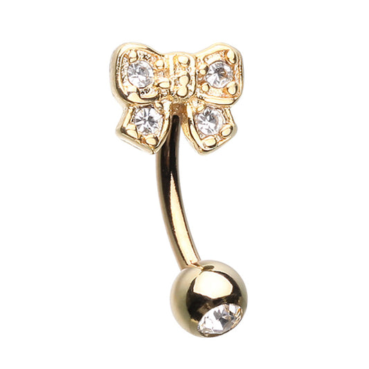 16g Petite Bow Reverse Navel Ring in Gold - Reverse Top Down Belly Ring. Navel Rings Australia.