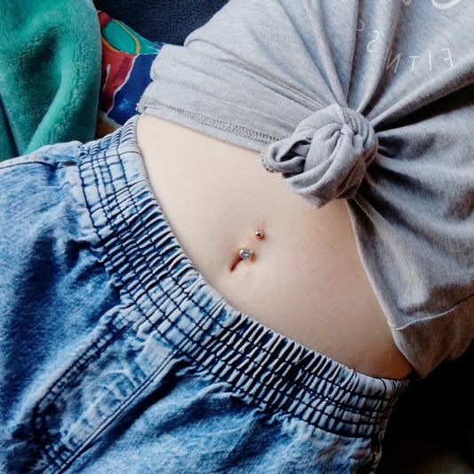 Petites Classic Belly Bar with Gold Plating - Fixed (non-dangle) Belly Bar. Navel Rings Australia.
