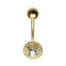 16g Petite Crystal Disc Reversible Belly Bar in Gold - Reverse Top Down Belly Ring. Navel Rings Australia.