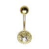 16g Petite Crystal Disc Reversible Belly Bar in Gold