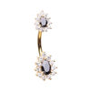 Bijou Black Ice Navel Ring with Gold Plating