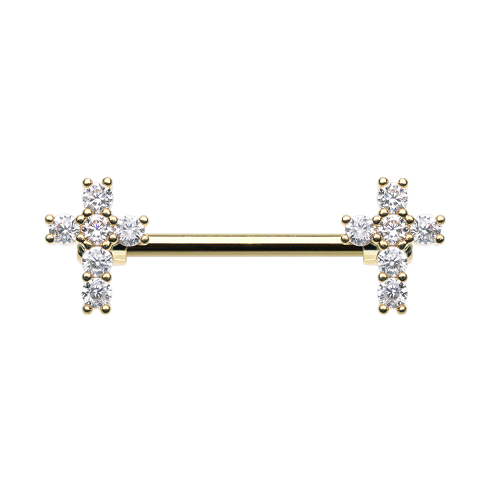 Madonna's Crucifix Nipple Bar with Gold Plating
