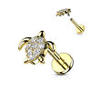 Crystal Sea Turtle Earring with Gold Plating. Tragus and Cartilage Piercings.