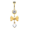 Mesh Bow Dangly Belly Ring with Gold Plating - Dangling Belly Ring. Navel Rings Australia.