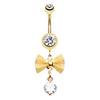 Mesh Bow Dangly Belly Ring with Gold Plating