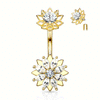 Marquise Fleurir Internally Threaded Belly Bar with Gold Plating