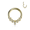 Jewelled Leaflet Clicker Body Jewellery with Gold Plating