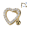 Amour Reverse Heart Belly Bar with Gold Plating
