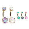 Classic Prong Opal Gleam Belly Rings in Gold