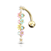 Floral Boutonnière Reverse Belly Ring with Gold Plating