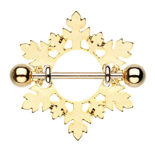 Gold Snowflake Nipple Shield Ring - Nipple Ring. Navel Rings Australia.