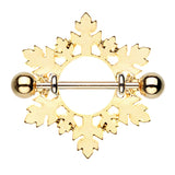 Gold Snowflake Nipple Shield Ring - Nipple Ring. Navel Rings Australia.