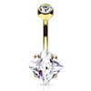 Diamanté Solitaire Belly Ring with Gold Plating